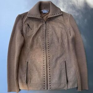 Vintage Nancy Bolen City Girl Suede Wool and leather jacket with studded details